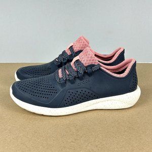 Crocs Literide Pacer Lace Up Sneaker Womens Size 6 Navy Pink 206036